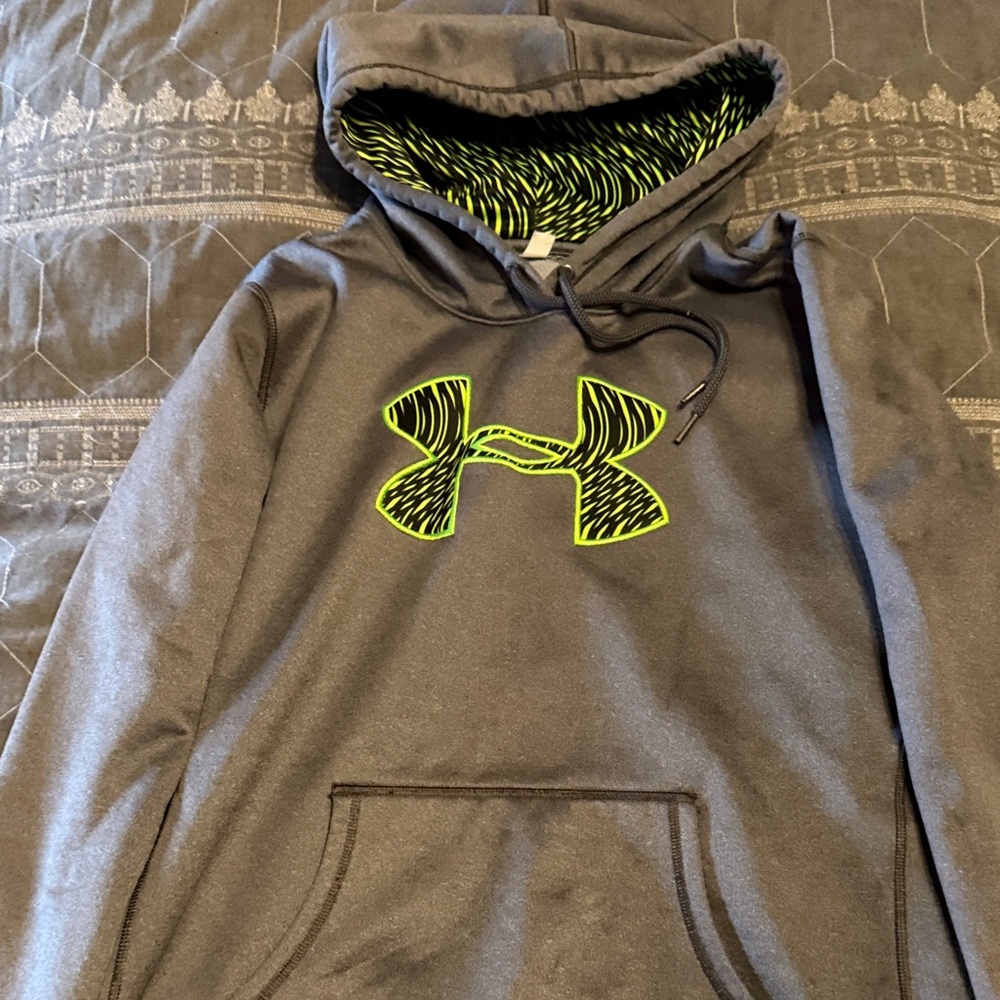 Under Armour Charcoal Hoodie with Lime Logo